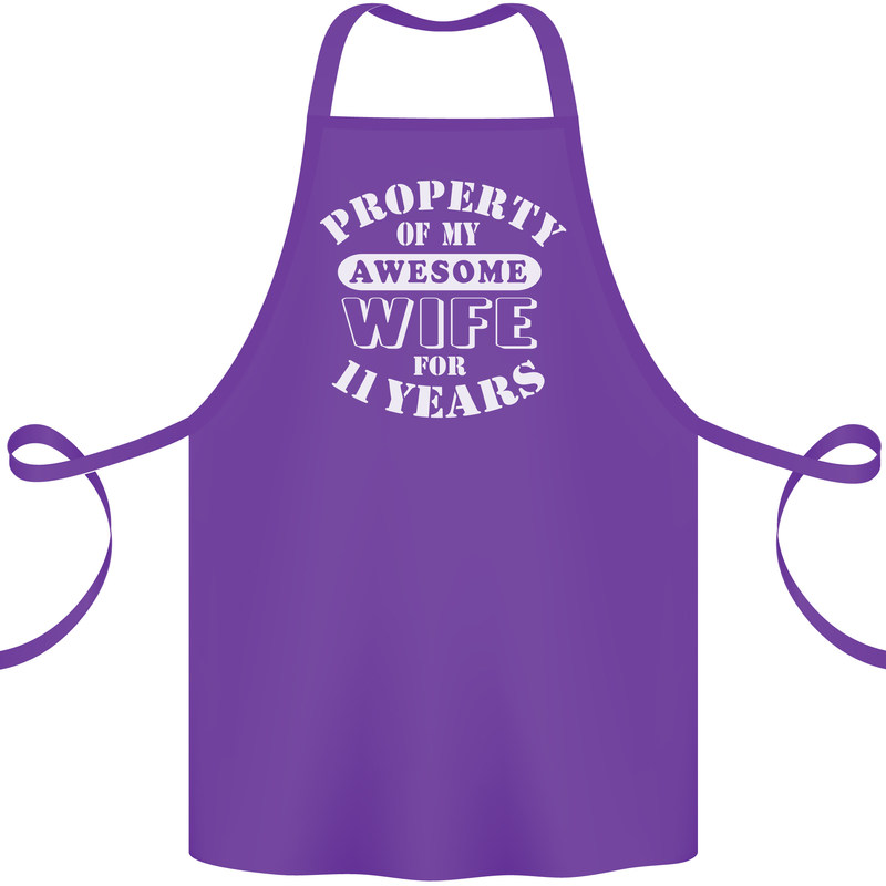 11 Year Wedding Anniversary 11th Funny Wife Cotton Apron 100% Organic Purple