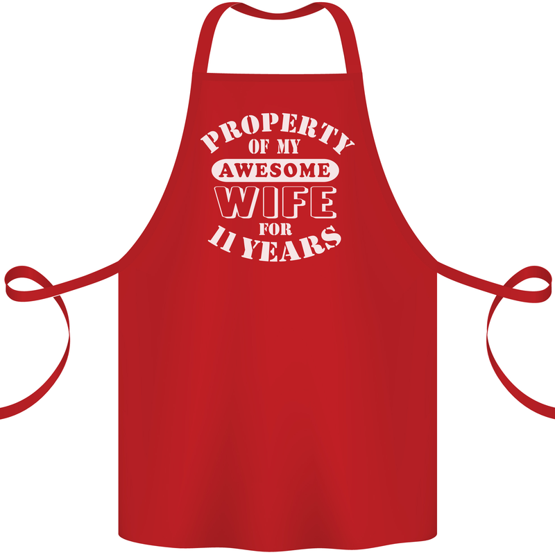 11 Year Wedding Anniversary 11th Funny Wife Cotton Apron 100% Organic Red