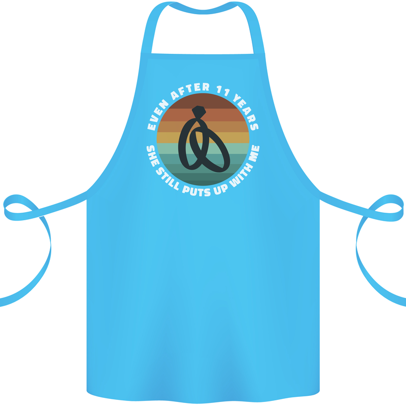 11 Year Wedding Anniversary 11th Marriage Cotton Apron 100% Organic Turquoise