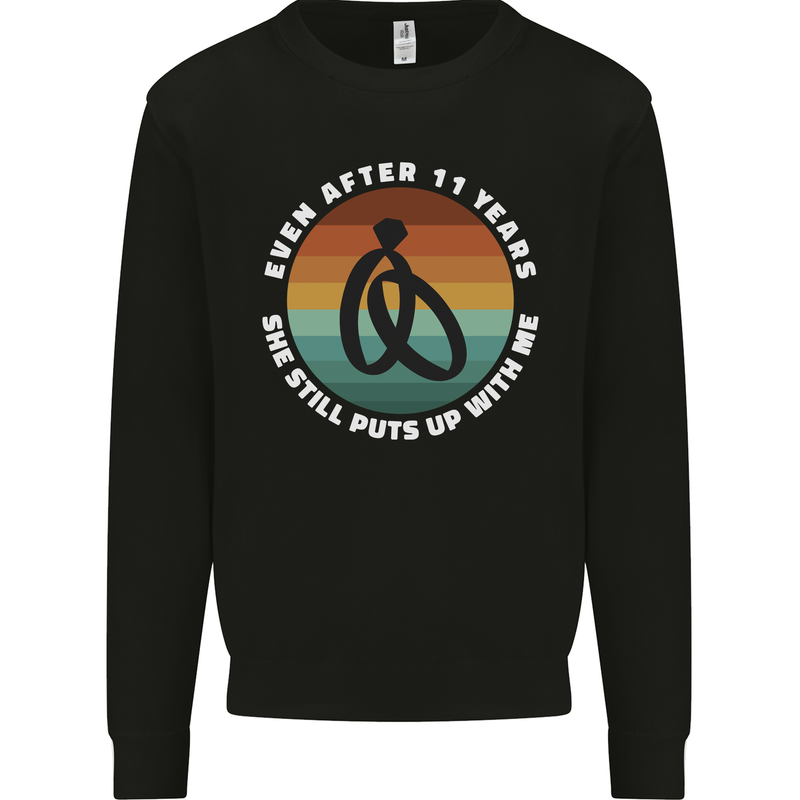 11 Year Wedding Anniversary 11th Marriage Mens Sweatshirt Jumper Black