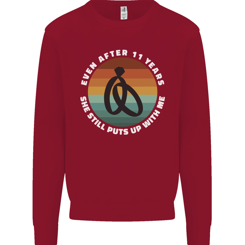 11 Year Wedding Anniversary 11th Marriage Mens Sweatshirt Jumper Red