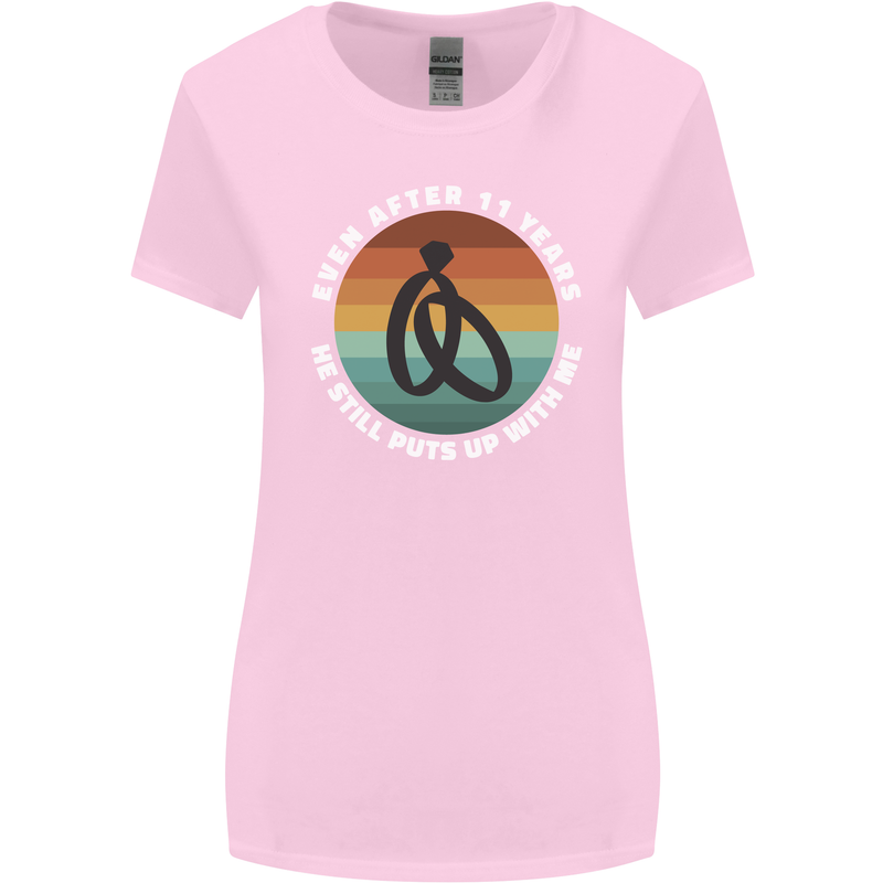 11 Year Wedding Anniversary 11th Marriage Womens Wider Cut T-Shirt Light Pink