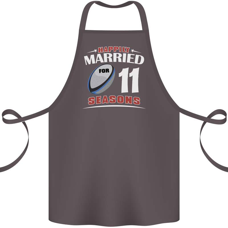 11 Year Wedding Anniversary 11th Rugby Cotton Apron 100% Organic Dark Grey