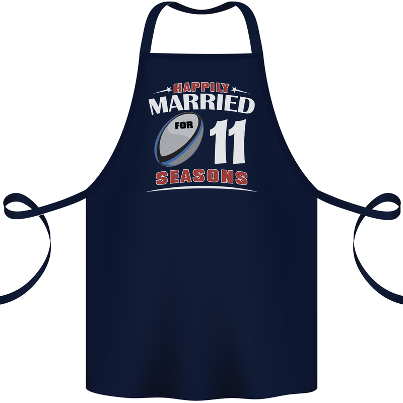 11 Year Wedding Anniversary 11th Rugby Cotton Apron 100% Organic Navy Blue