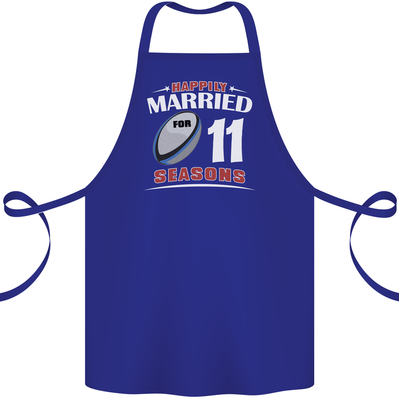 11 Year Wedding Anniversary 11th Rugby Cotton Apron 100% Organic Royal Blue