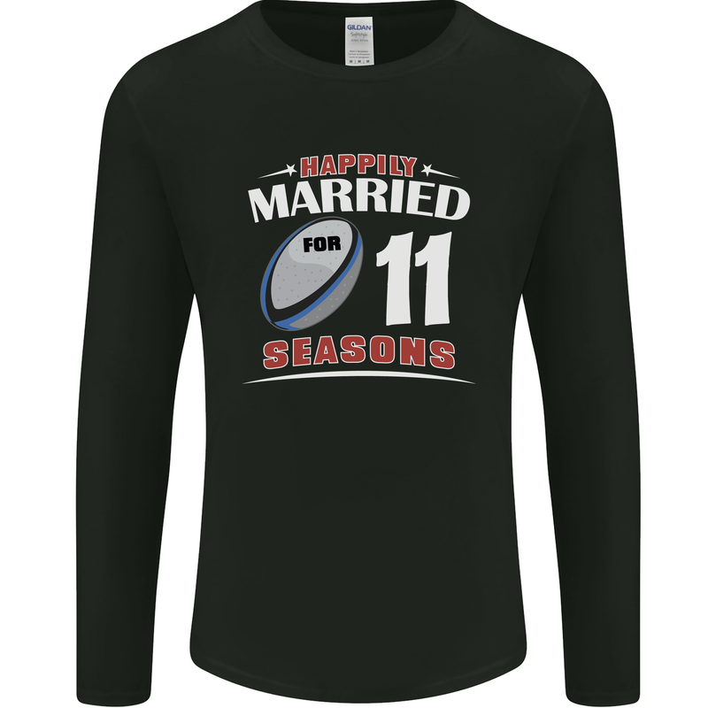 11 Year Wedding Anniversary 11th Rugby Mens Long Sleeve T-Shirt Black
