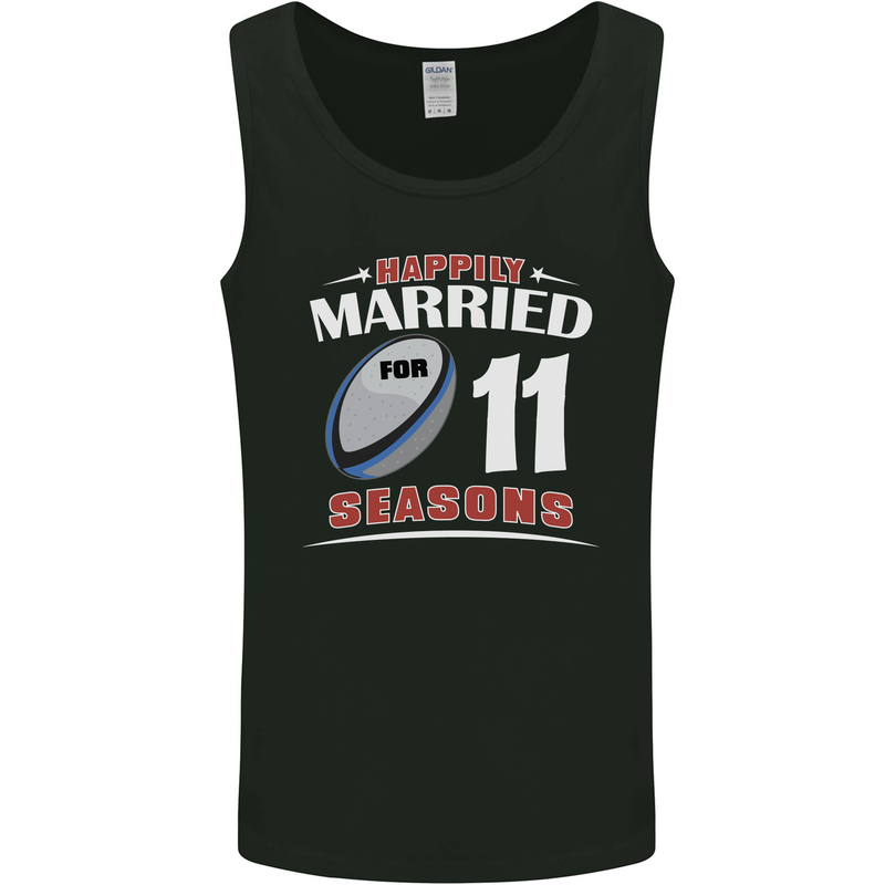 11 Year Wedding Anniversary 11th Rugby Mens Vest Tank Top Black