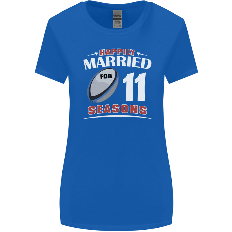 11 Year Wedding Anniversary 11th Rugby Womens Wider Cut T-Shirt Royal Blue