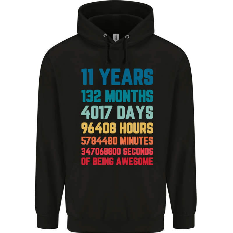 11th Birthday 11 Year Old Childrens Kids Hoodie Black