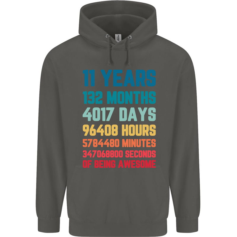 11th Birthday 11 Year Old Childrens Kids Hoodie Storm Grey