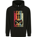 11th Birthday 11 Year Old Level Up Gamming Childrens Kids Hoodie Black