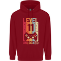 11th Birthday 11 Year Old Level Up Gamming Childrens Kids Hoodie Red