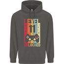 11th Birthday 11 Year Old Level Up Gamming Childrens Kids Hoodie Storm Grey