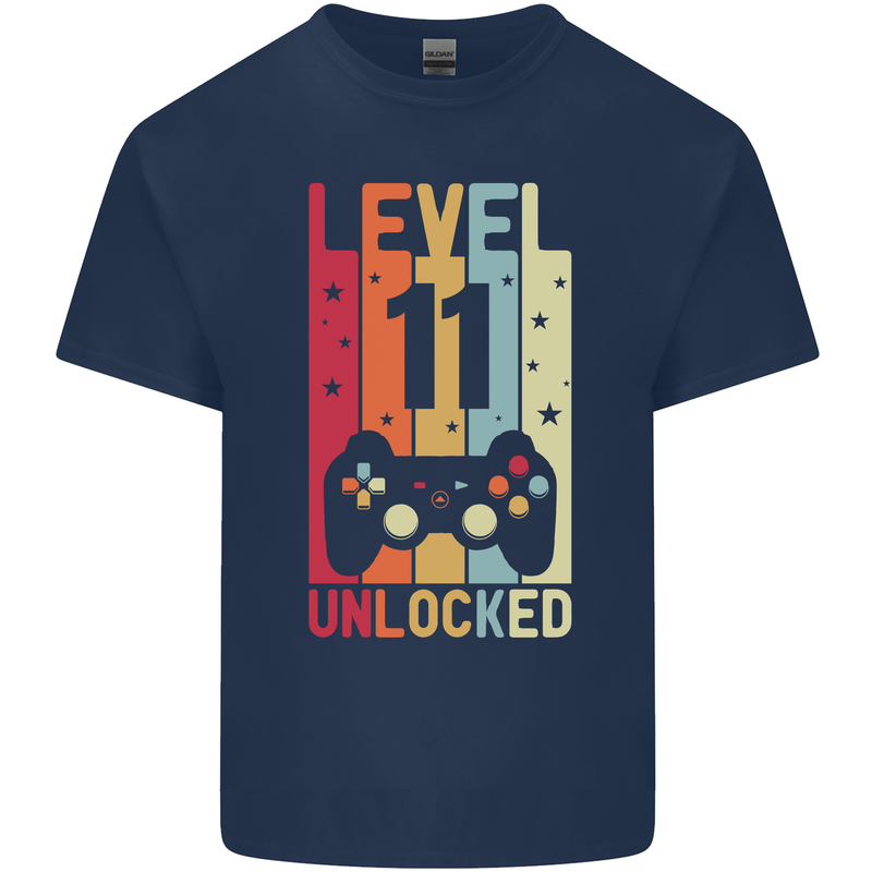11th Birthday 11 Year Old Level Up Gamming Kids T-Shirt Childrens Navy Blue