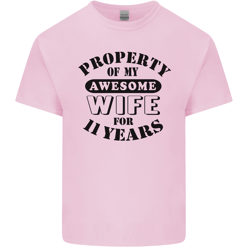 11th Wedding Anniversary 11 Year Funny Wife Mens Cotton T-Shirt Tee Top Light Pink