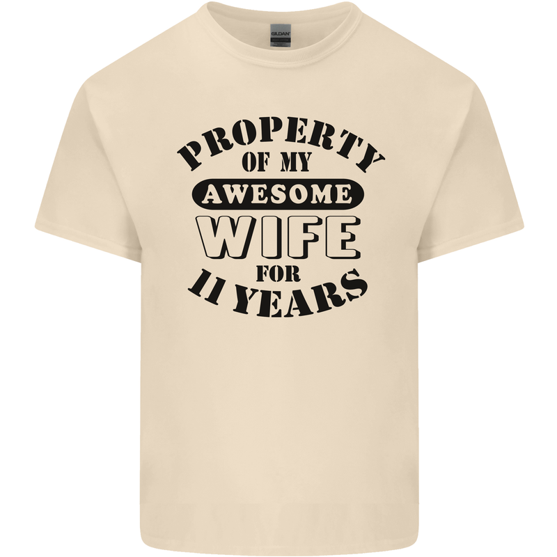 11th Wedding Anniversary 11 Year Funny Wife Mens Cotton T-Shirt Tee Top Natural