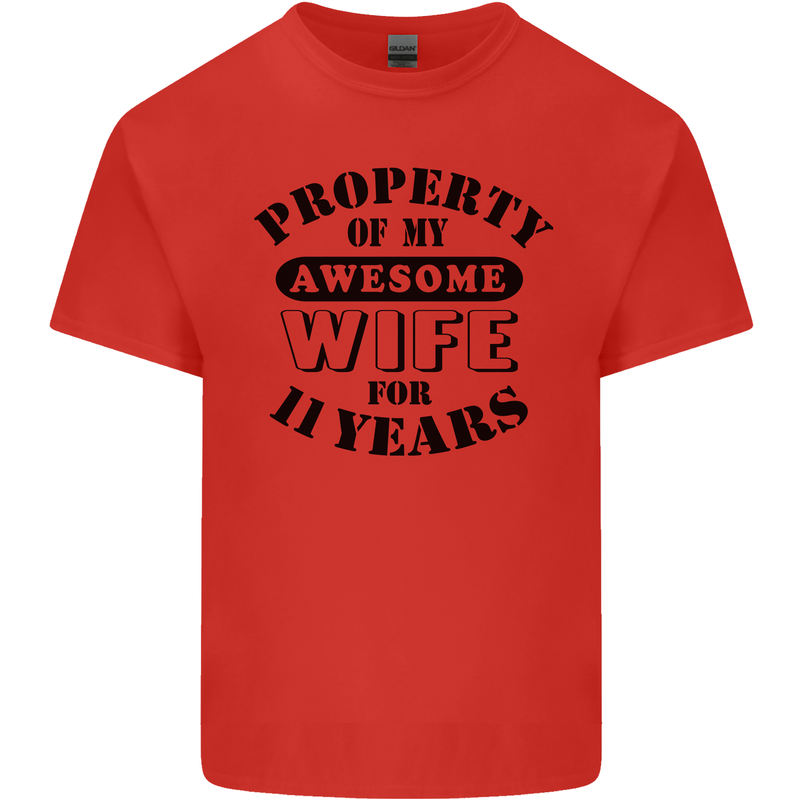 11th Wedding Anniversary 11 Year Funny Wife Mens Cotton T-Shirt Tee Top Red