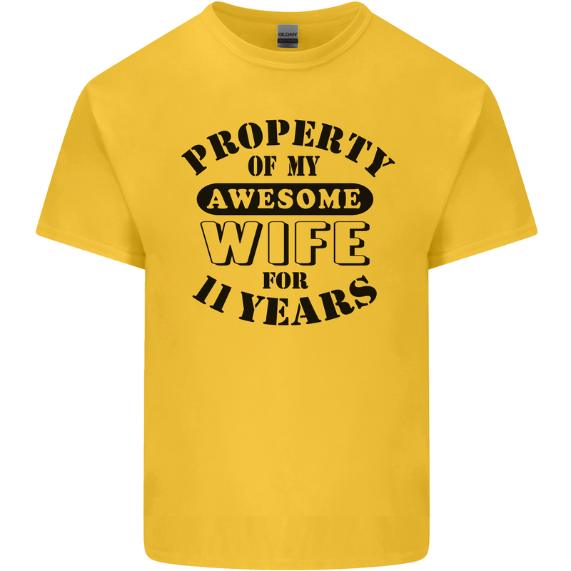 11th Wedding Anniversary 11 Year Funny Wife Mens Cotton T-Shirt Tee Top Yellow