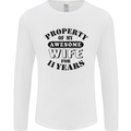 11th Wedding Anniversary 11 Year Funny Wife Mens Long Sleeve T-Shirt White