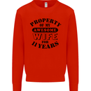 11th Wedding Anniversary 11 Year Funny Wife Mens Sweatshirt Jumper Bright Red