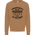 11th Wedding Anniversary 11 Year Funny Wife Mens Sweatshirt Jumper Caramel Latte