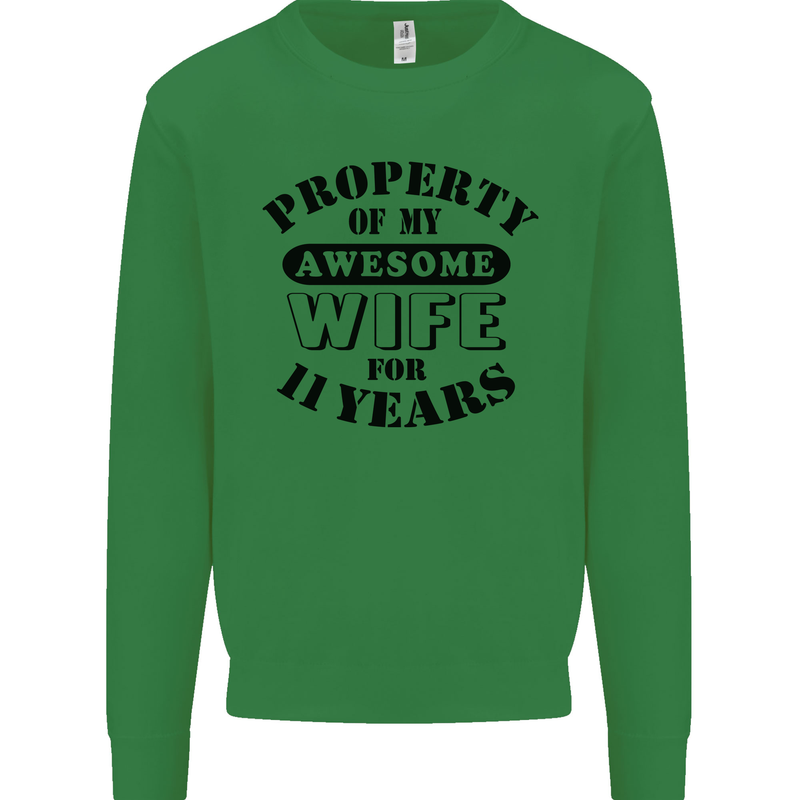 11th Wedding Anniversary 11 Year Funny Wife Mens Sweatshirt Jumper Irish Green