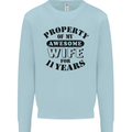 11th Wedding Anniversary 11 Year Funny Wife Mens Sweatshirt Jumper Light Blue