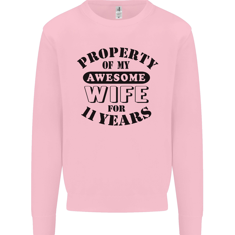 11th Wedding Anniversary 11 Year Funny Wife Mens Sweatshirt Jumper Light Pink