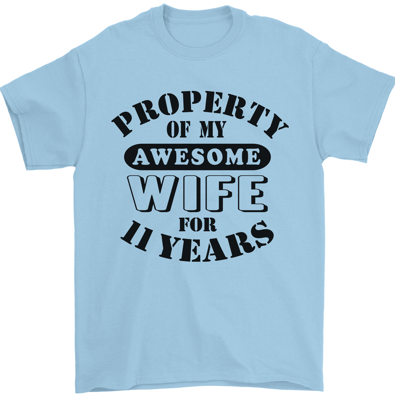 11th Wedding Anniversary 11 Year Funny Wife Mens T-Shirt 100% Cotton Light Blue