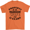 11th Wedding Anniversary 11 Year Funny Wife Mens T-Shirt 100% Cotton Orange