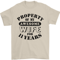 11th Wedding Anniversary 11 Year Funny Wife Mens T-Shirt 100% Cotton Sand