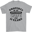 11th Wedding Anniversary 11 Year Funny Wife Mens T-Shirt 100% Cotton Sports Grey