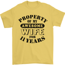 11th Wedding Anniversary 11 Year Funny Wife Mens T-Shirt 100% Cotton Yellow