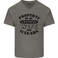 11th Wedding Anniversary 11 Year Funny Wife Mens V-Neck Cotton T-Shirt Charcoal