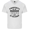 11th Wedding Anniversary 11 Year Funny Wife Mens V-Neck Cotton T-Shirt White