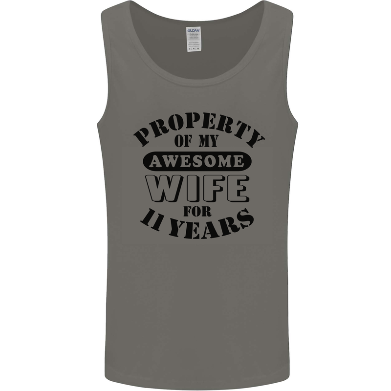 11th Wedding Anniversary 11 Year Funny Wife Mens Vest Tank Top Charcoal