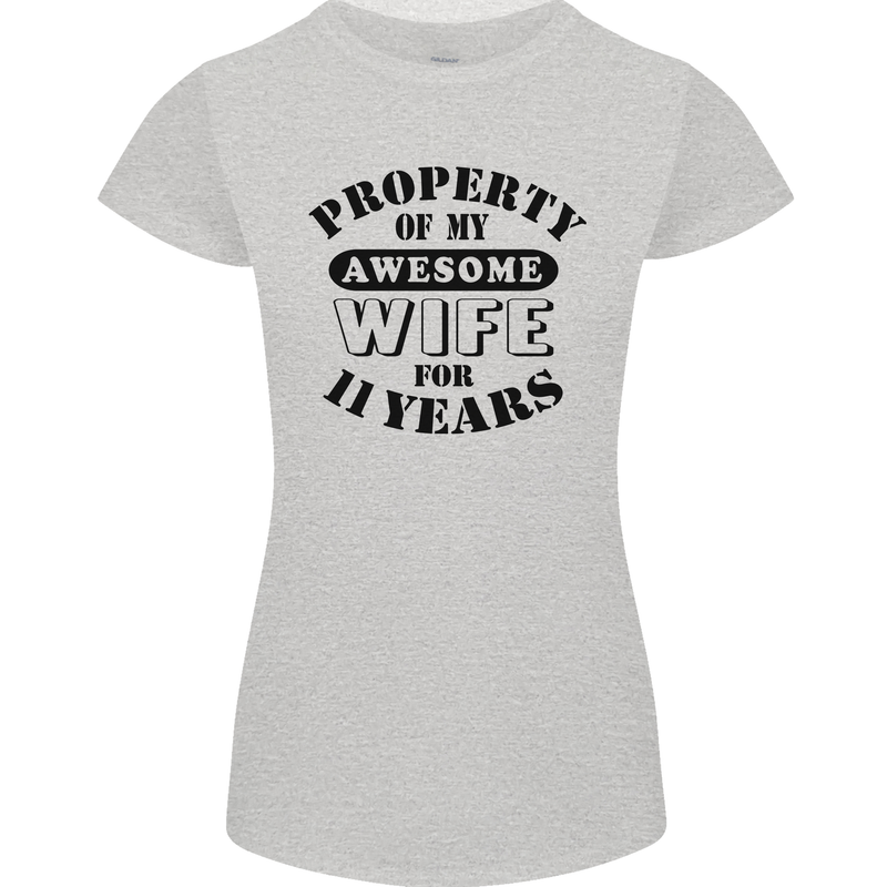 11th Wedding Anniversary 11 Year Funny Wife Womens Petite Cut T-Shirt Sports Grey