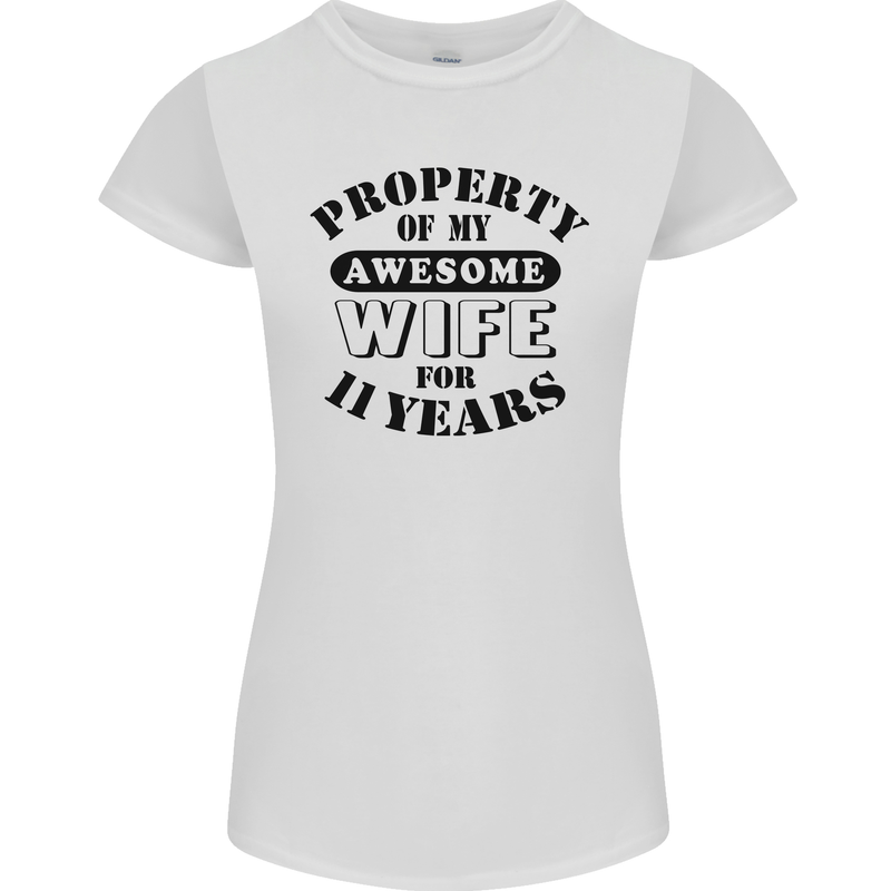 11th Wedding Anniversary 11 Year Funny Wife Womens Petite Cut T-Shirt White