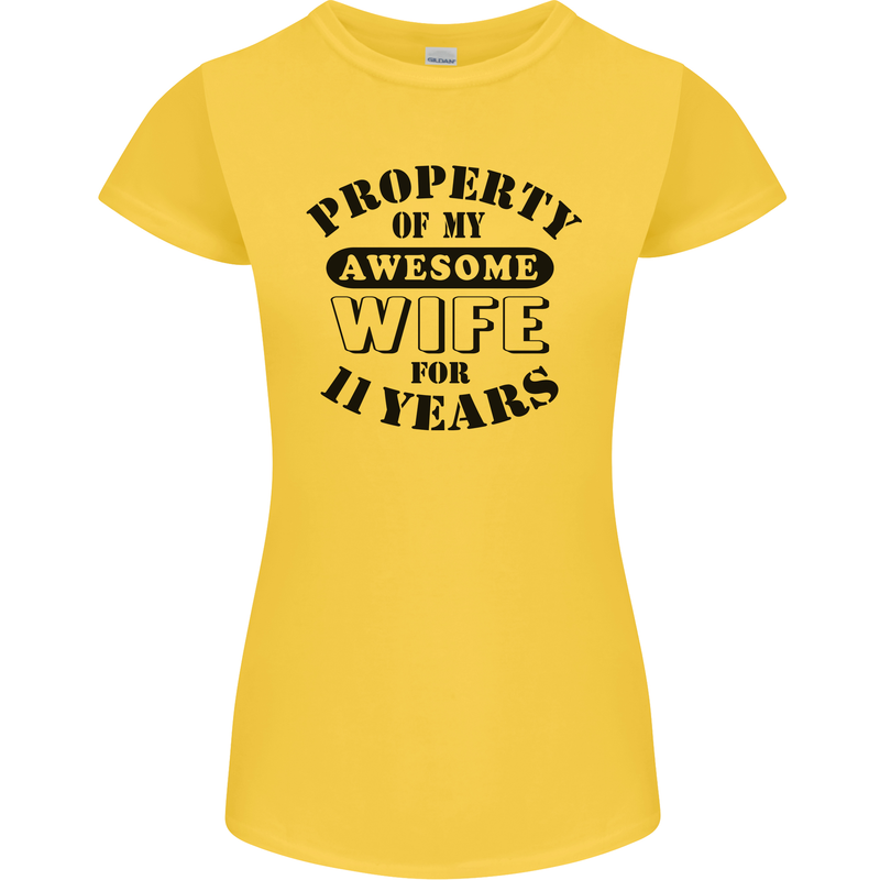 11th Wedding Anniversary 11 Year Funny Wife Womens Petite Cut T-Shirt Yellow