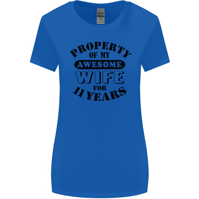 11th Wedding Anniversary 11 Year Funny Wife Womens Wider Cut T-Shirt Royal Blue