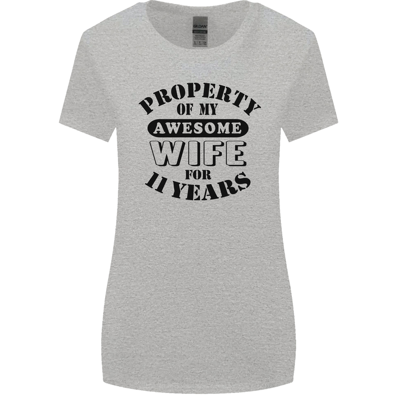 11th Wedding Anniversary 11 Year Funny Wife Womens Wider Cut T-Shirt Sports Grey