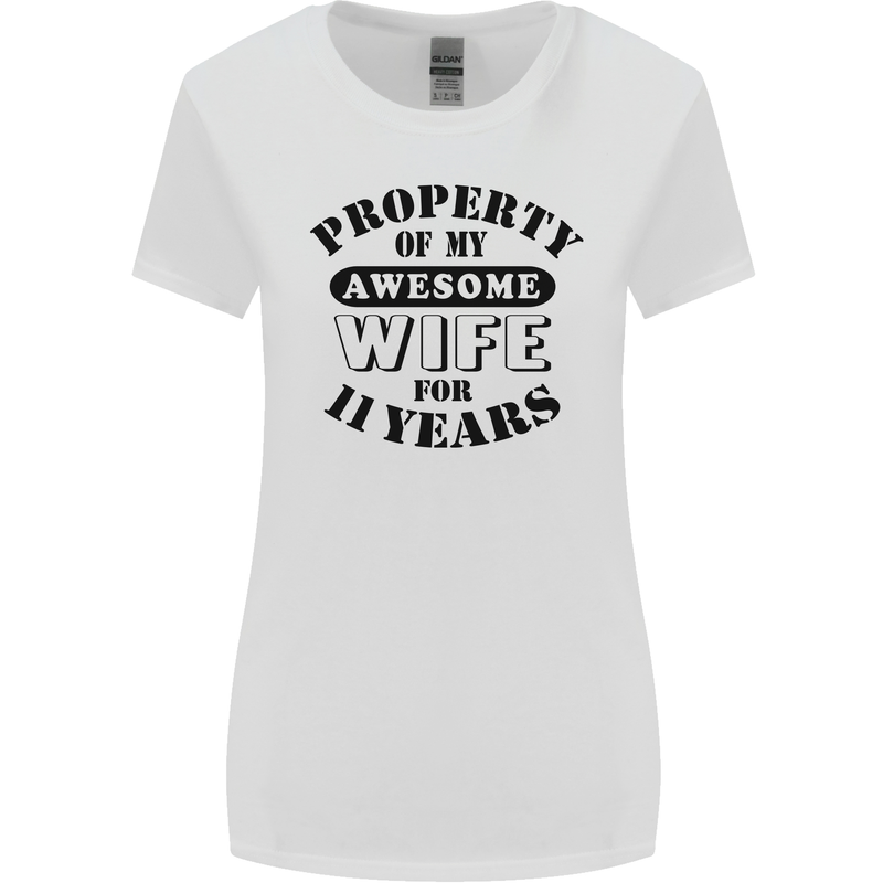 11th Wedding Anniversary 11 Year Funny Wife Womens Wider Cut T-Shirt White