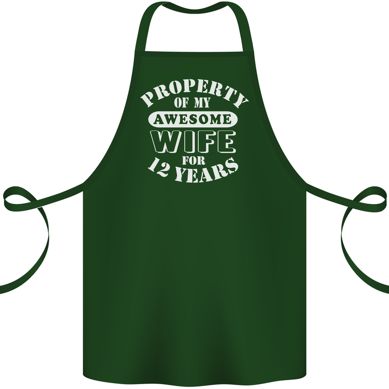 12 Year Wedding Anniversary 12th Funny Wife Cotton Apron 100% Organic Forest Green