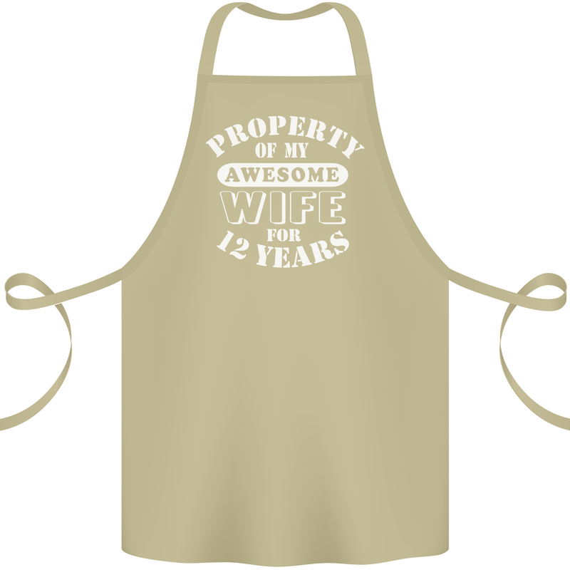 12 Year Wedding Anniversary 12th Funny Wife Cotton Apron 100% Organic Khaki