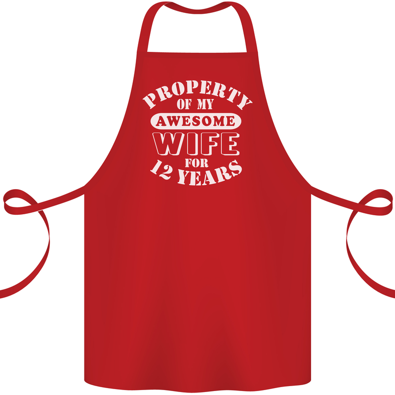 12 Year Wedding Anniversary 12th Funny Wife Cotton Apron 100% Organic Red