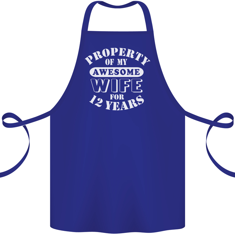 12 Year Wedding Anniversary 12th Funny Wife Cotton Apron 100% Organic Royal Blue