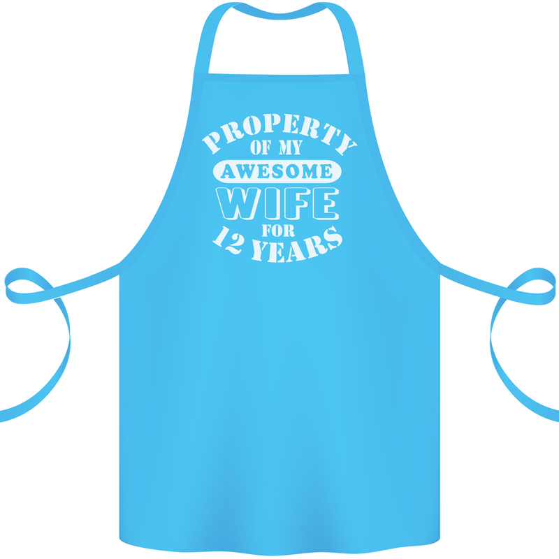 12 Year Wedding Anniversary 12th Funny Wife Cotton Apron 100% Organic Turquoise