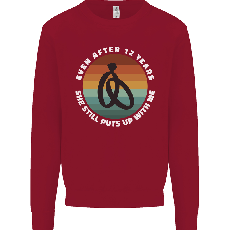 12 Year Wedding Anniversary 12th Marriage Mens Sweatshirt Jumper Red