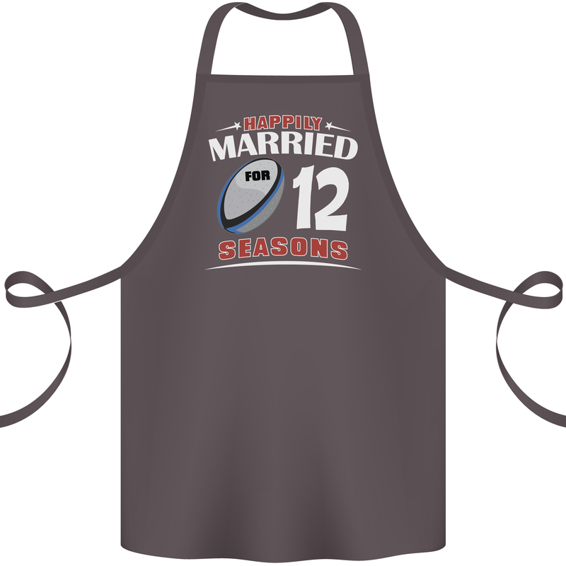 12 Year Wedding Anniversary 12th Rugby Cotton Apron 100% Organic Dark Grey