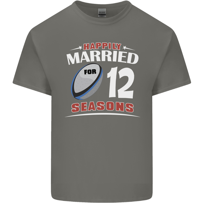 12 Year Wedding Anniversary 12th Rugby Mens Cotton T-Shirt Tee Top Charcoal